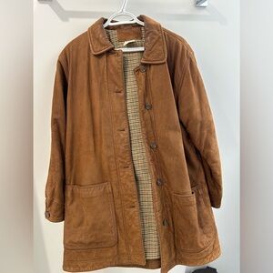 Vintage L.L. Bean Leather Jacket with houndstooth lining